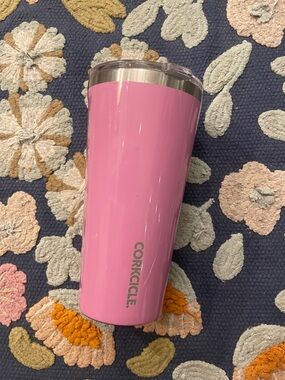 Corkcicle Pink Stainless-Rim Travel Tumbler